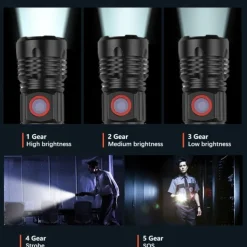 Powerful LED Flashlight High Power 18650 USB Rechargeable Zoom Fishing Lantern 5 Modes Waterproof Bicycle Light Tactical Torch