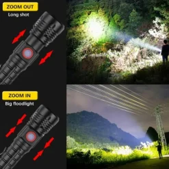 Powerful LED Flashlight High Power 18650 USB Rechargeable Zoom Fishing Lantern 5 Modes Waterproof Bicycle Light Tactical Torch