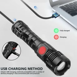 Powerful LED Flashlight High Power 18650 USB Rechargeable Zoom Fishing Lantern 5 Modes Waterproof Bicycle Light Tactical Torch