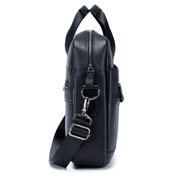 Premium Brown Leather Briefcase - Elegant Business Laptop Bag with Multiple Pockets, Durable for Professional Use and Travel