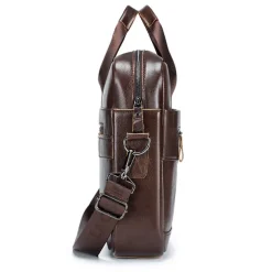 Premium Brown Leather Briefcase - Elegant Business Laptop Bag with Multiple Pockets, Durable for Professional Use and Travel