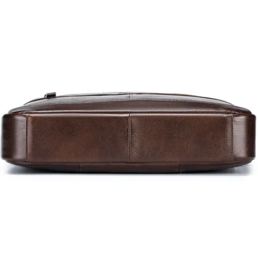 Premium Brown Leather Briefcase - Elegant Business Laptop Bag with Multiple Pockets, Durable for Professional Use and Travel