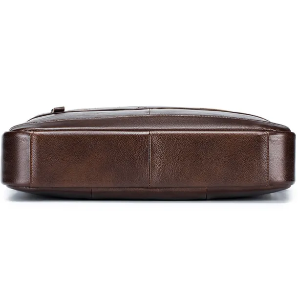 Premium Brown Leather Briefcase - Elegant Business Laptop Bag with Multiple Pockets, Durable for Professional Use and Travel