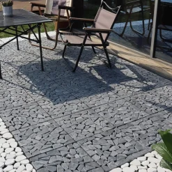 Premium Self-Laying Wood Plastic Floor Outdoor Patio Balcony Courtyard Decoration Natural Stone Look, Anti-Corrosion, Non-Slip, Easy Assembly