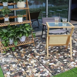 Premium Self-Laying Wood Plastic Floor Outdoor Patio Balcony Courtyard Decoration Natural Stone Look, Anti-Corrosion, Non-Slip, Easy Assembly