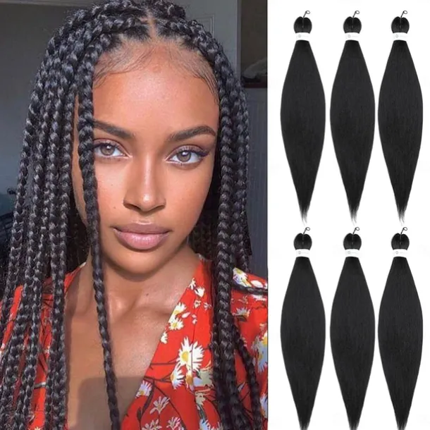 Pre-Stretched Colorful Ombre Braids Hair Extensions 26 inch 6 packs Synthetic Crochet Braids Hot Water Setting and Easy to Braid 26inch 6packs