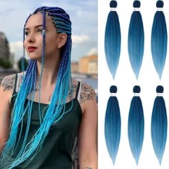 Pre-Stretched Colorful Ombre Braids Hair Extensions 26 inch 6 packs Synthetic Crochet Braids Hot Water Setting and Easy to Braid 26inch 6packs