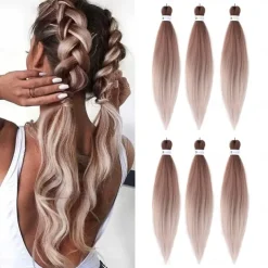 Pre-Stretched Colorful Ombre Braids Hair Extensions 26 inch 6 packs Synthetic Crochet Braids Hot Water Setting and Easy to Braid 26inch 6packs