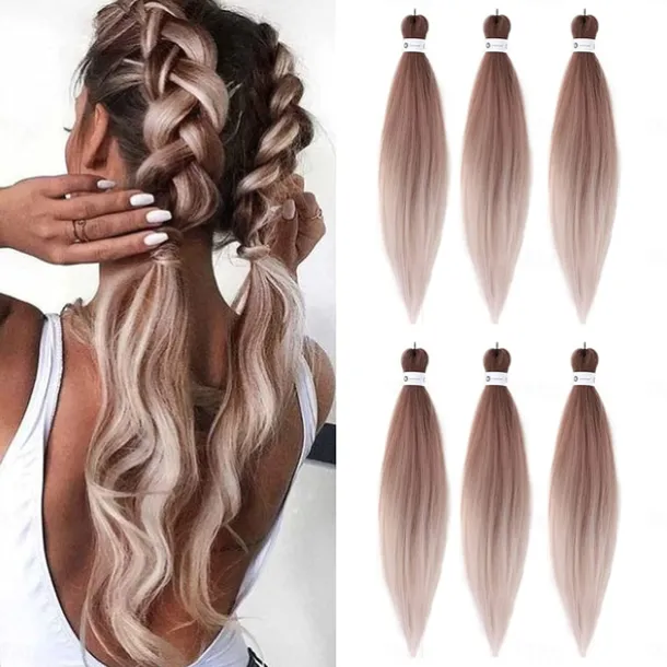 Pre-Stretched Colorful Ombre Braids Hair Extensions 26 inch 6 packs Synthetic Crochet Braids Hot Water Setting and Easy to Braid 26inch 6packs