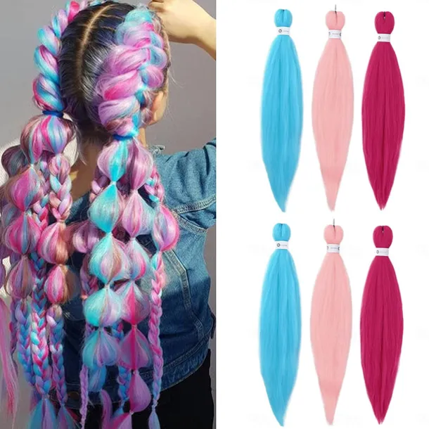 Pre-Stretched Colorful Ombre Braids Hair Extensions 26 inch 6 packs Synthetic Crochet Braids Hot Water Setting and Easy to Braid 26inch 6packs