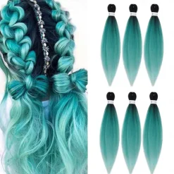 Pre-Stretched Colorful Ombre Braids Hair Extensions 26 inch 6 packs Synthetic Crochet Braids Hot Water Setting and Easy to Braid 26inch 6packs