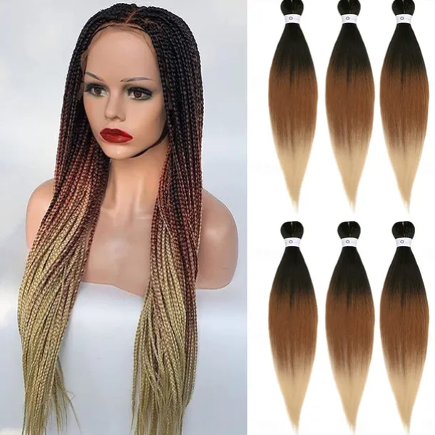 Pre-Stretched Colorful Ombre Braids Hair Extensions 26 inch 6 packs Synthetic Crochet Braids Hot Water Setting and Easy to Braid 26inch 6packs