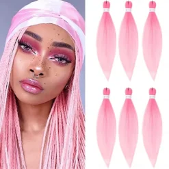 Pre-Stretched Colorful Ombre Braids Hair Extensions 26 inch 6 packs Synthetic Crochet Braids Hot Water Setting and Easy to Braid 26inch 6packs