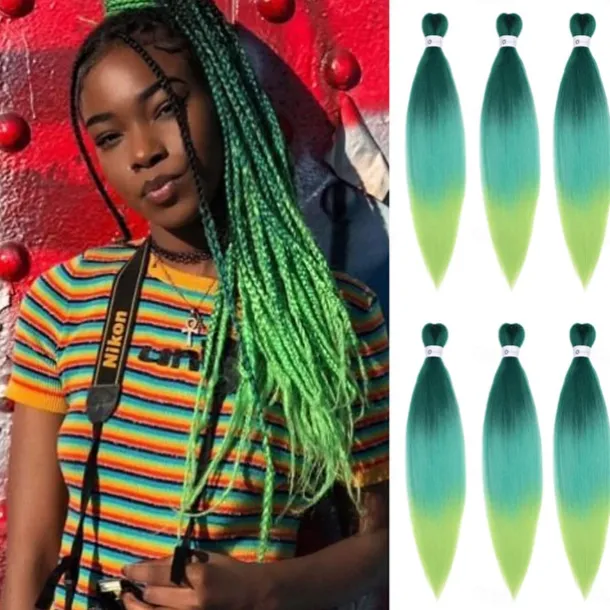 Pre-Stretched Colorful Ombre Braids Hair Extensions 26 inch 6 packs Synthetic Crochet Braids Hot Water Setting and Easy to Braid 26inch 6packs