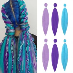 Pre-Stretched Colorful Ombre Braids Hair Extensions 26 inch 6 packs Synthetic Crochet Braids Hot Water Setting and Easy to Braid 26inch 6packs