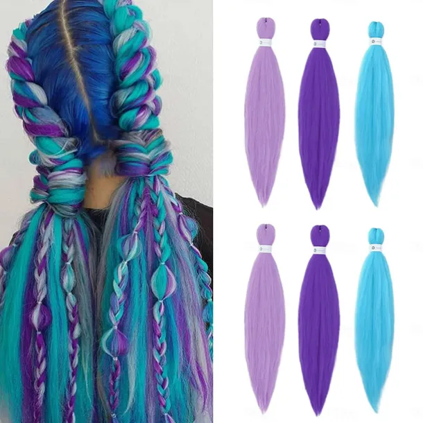 Pre-Stretched Colorful Ombre Braids Hair Extensions 26 inch 6 packs Synthetic Crochet Braids Hot Water Setting and Easy to Braid 26inch 6packs