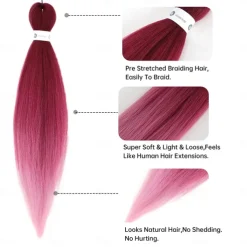 Pre-Stretched Colorful Ombre Braids Hair Extensions 26 inch 6 packs Synthetic Crochet Braids Hot Water Setting and Easy to Braid 26inch 6packs