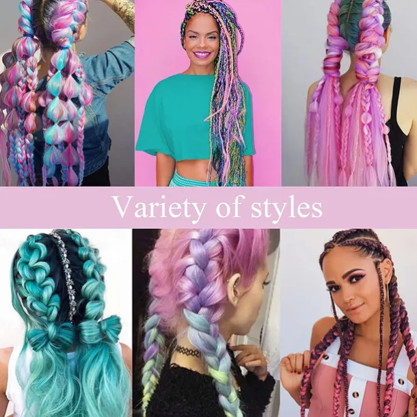 Pre-Stretched Colorful Ombre Braids Hair Extensions 26 inch 6 packs Synthetic Crochet Braids Hot Water Setting and Easy to Braid 26inch 6packs