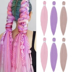 Pre-Stretched Colorful Ombre Braids Hair Extensions 26 inch 6 packs Synthetic Crochet Braids Hot Water Setting and Easy to Braid 26inch 6packs