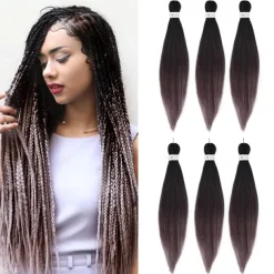 Pre-Stretched Colorful Ombre Braids Hair Extensions 26 inch 6 packs Synthetic Crochet Braids Hot Water Setting and Easy to Braid 26inch 6packs