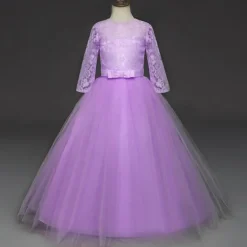 Princess Lace Prom Dress Flower Girl Dress 3-13 Years Kids Little Girls' Floral Lace Party Wedding Evening Hollow Out Lace Tulle Maxi Short Sleeve Flower Gowns Wedding Guest