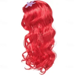 Princess Mermaid Wig Ariel Braid with Princess Tiara Necklace Gloves Not Including Dress Princess Mermaid Ariel Dress Up Cosplay Accessories for Kids Girls Halloween Wigs