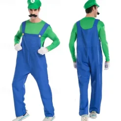 Princess Peach Super Brothers Cosplay Costume Halloween Group Couples Costumes Adults' Men's Women's Cosplay Costumes Halloween Carnival Masquerade Easy Carnival Costume