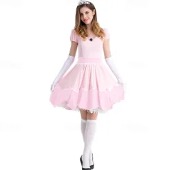 Princess Peach Super Brothers Cosplay Costume Halloween Group Couples Costumes Adults' Men's Women's Cosplay Costumes Halloween Carnival Masquerade Easy Carnival Costume