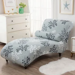 Printed Armless Chaise Lounge Cover Indoor Slipcover Stretch Chair Covers for Living Room Bedroom Stretch Armless Lounge Chaise Slipcover