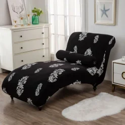 Printed Armless Chaise Lounge Cover Indoor Slipcover Stretch Chair Covers for Living Room Bedroom Stretch Armless Lounge Chaise Slipcover