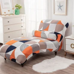 Printed Armless Chaise Lounge Cover Indoor Slipcover Stretch Chair Covers for Living Room Bedroom Stretch Armless Lounge Chaise Slipcover