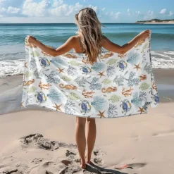Printed Beach Towel, Lightweight Quick-Dry Sand-Free Beach Blanket, Ideal for Travel, Pool, and Outdoor Use