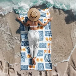 Printed Beach Towel, Lightweight Quick-Dry Sand-Free Beach Blanket, Ideal for Travel, Pool, and Outdoor Use