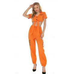 Prisoner Career Costumes Halloween Cosplay Costume Outfits Halloween Group Couples Costumes Outfits Cosplay Adults' Women's Halloween Masquerade Party Masquerade Bachelorette Party Easy Halloween