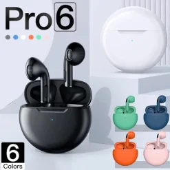 PRO6 True Wireless Headphones TWS Earbuds In Ear Bluetooth 5.1 Stereo with Charging Box Smart Touch Control for Apple Samsung Huawei Xiaomi MI Zumba Everyday Use Traveling Mobile Phone