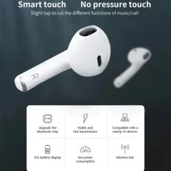 PRO6 True Wireless Headphones TWS Earbuds In Ear Bluetooth 5.1 Stereo with Charging Box Smart Touch Control for Apple Samsung Huawei Xiaomi MI Zumba Everyday Use Traveling Mobile Phone