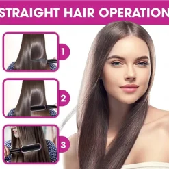 Professional Hair Straightener Curling Comb Hair Comb Hair Straightener Brush Electric Rod Hot Comb Hair Brush Professional Hot Heating Hair Comb Brush Straightening Curler Brush Styling Tool