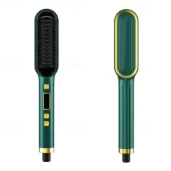 Professional Hair Straightener Curling Comb Hair Comb Hair Straightener Brush Electric Rod Hot Comb Hair Brush Professional Hot Heating Hair Comb Brush Straightening Curler Brush Styling Tool