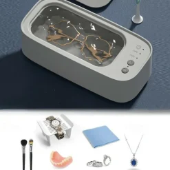 Professional Portable Ultrasonic Cleaner Quiet Ultrasonic Jewelry Cleaner Machine for Eyeglasses Watch Bands Coins Makeup Brushes