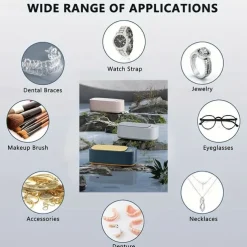 Professional Portable Ultrasonic Cleaner Quiet Ultrasonic Jewelry Cleaner Machine for Eyeglasses Watch Bands Coins Makeup Brushes