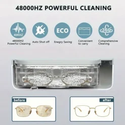 Professional Portable Ultrasonic Cleaner Quiet Ultrasonic Jewelry Cleaner Machine for Eyeglasses Watch Bands Coins Makeup Brushes
