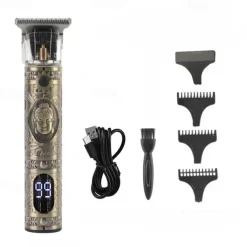 Professional Rechargeable Electric Hair Cutting Machine for Men - Vintage T9 Clipper with Barber Trimmer and Shaver - Perfect for Home and Salon Use