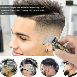 Professional Rechargeable Electric Hair Cutting Machine for Men - Vintage T9 Clipper with Barber Trimmer and Shaver - Perfect for Home and Salon Use