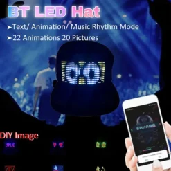 Programmable Creative RGB LED Hat Bluetooth Shining Caps Mobile APP Control Editing Words Hip Hop Electronic Prop For Halloween