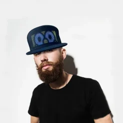 Programmable Creative RGB LED Hat Bluetooth Shining Caps Mobile APP Control Editing Words Hip Hop Electronic Prop For Halloween