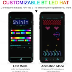Programmable Creative RGB LED Hat Bluetooth Shining Caps Mobile APP Control Editing Words Hip Hop Electronic Prop For Halloween