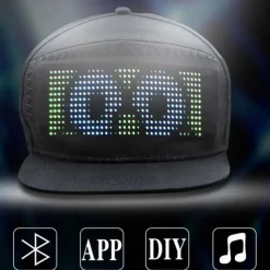 Programmable Creative RGB LED Hat Bluetooth Shining Caps Mobile APP Control Editing Words Hip Hop Electronic Prop For Halloween