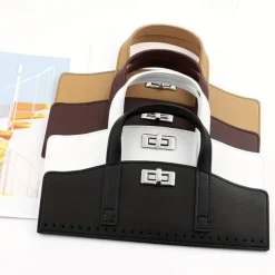 PU Leather DIY Knitting Bag Accessory Set - Handbag Handles and Lock Buckle for Yarn Weaving and Fabric Splicing Crafts