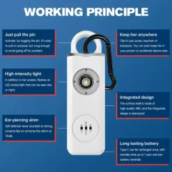 Pull Pin Self-Defense Emergency Security Personal Alarm 130dB Sound Rechargeable Anti-lost Work With Apple Find My