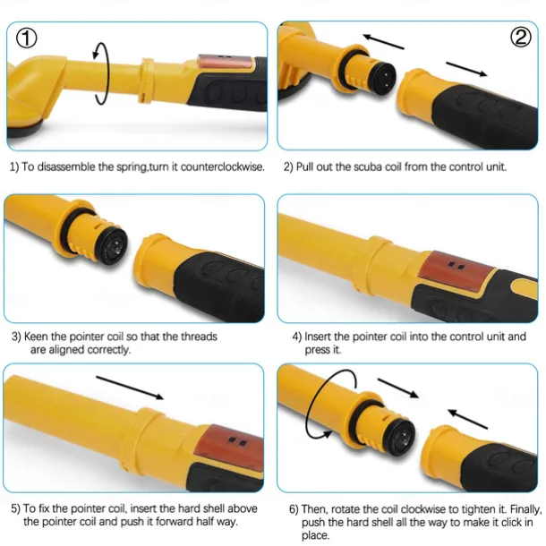 PulseDive Scuba Metal Detector, Pulse Induction 8" Coil, Frequency 3kHz, Yellow